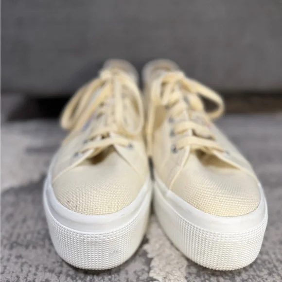 Superga 2790 Platform Sneakers- Women's Beige Canvas - Picture 5 of 10